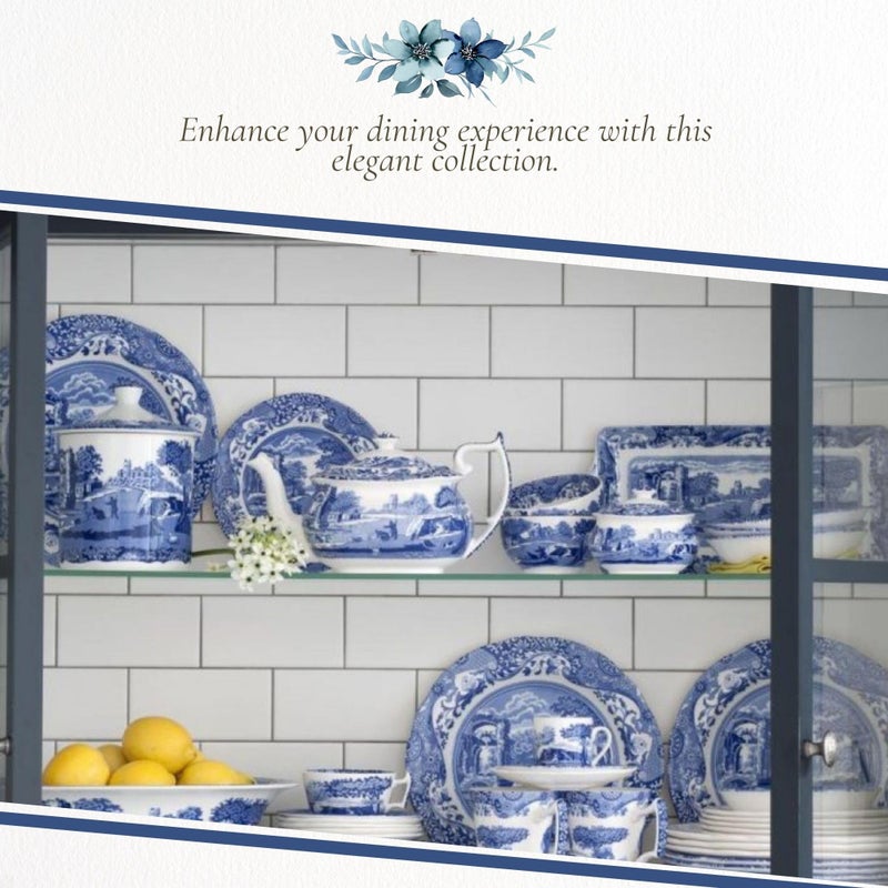 Spode Blue Italian Salad Plate, Set of 4-7.25â€ Fine Earthenware with Oriental Design, Dishwasher, Microwave, Freezer Safe, Classic Blue & White Dinnerware - Made in England - Image 5